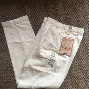 Dockers khaki light gray mens wrinkle free 32W pleated loose fit new cuffs 20
